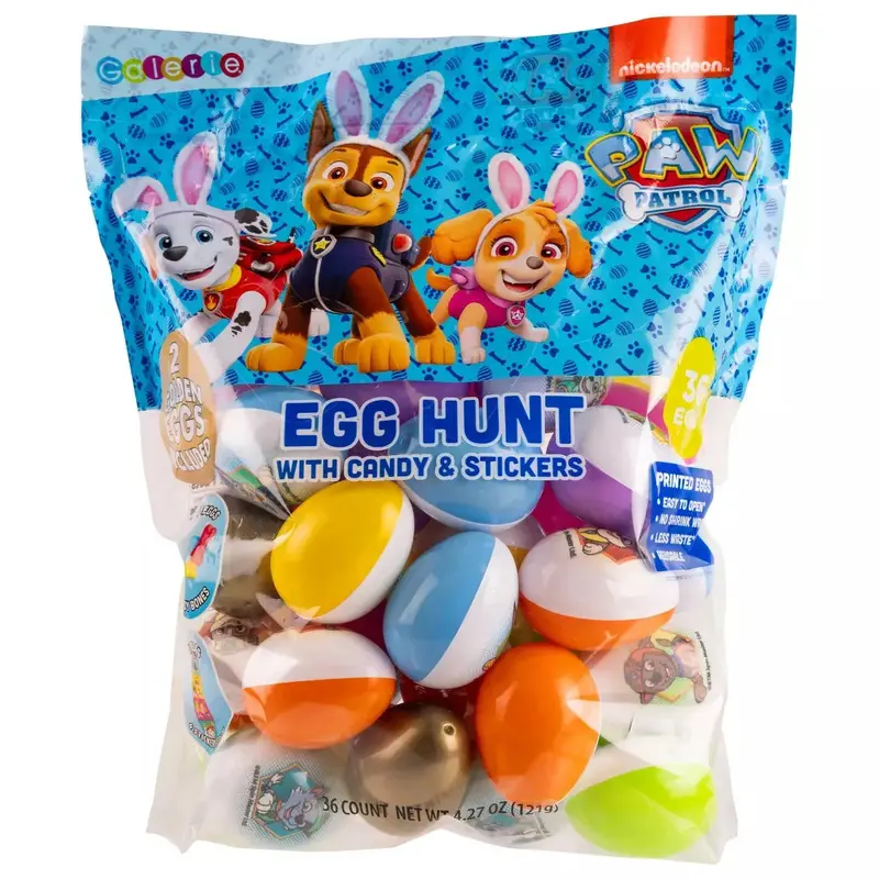 Paw Patrol Easter Plastic Eggs with Candy & Stickers: 36-Piece Bag