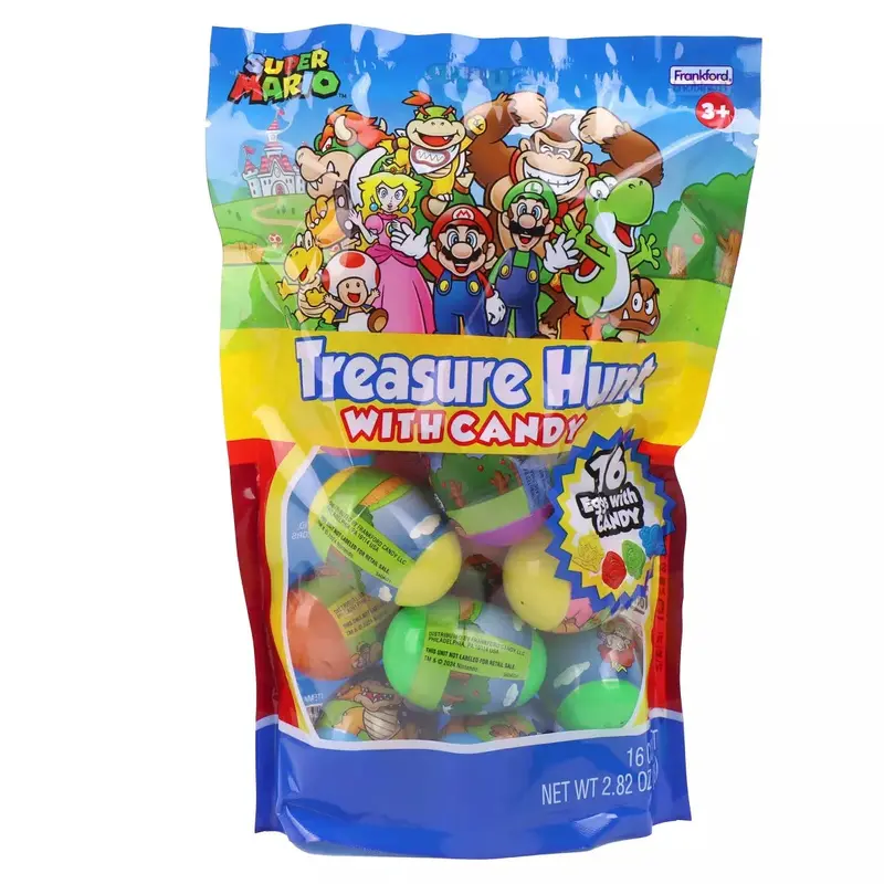 Super Mario Easter Plastic Eggs with Candy: 16-Piece Bag