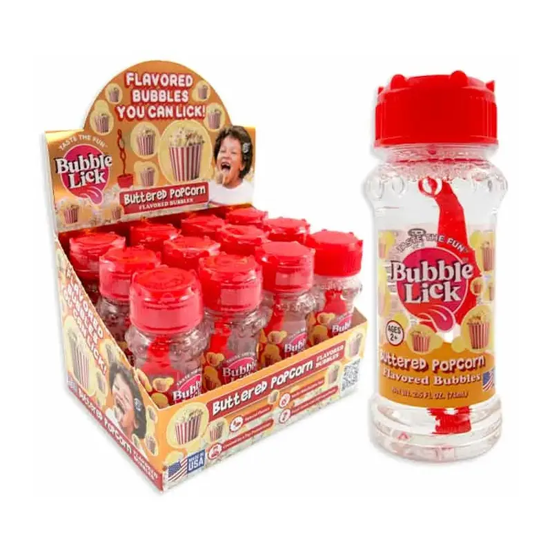 Bubble Lick Flavored Bubbles - Buttered Popcorn: 24-Piece Case
