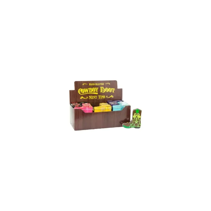 Cowboy Boot Assorted Mint Candy Tin: 24-Piece Display