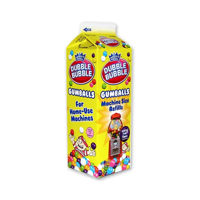 Dubble Bubble Assorted Colors 1/2-Inch Gumballs Refill Milk Carton: 24-Piece Case