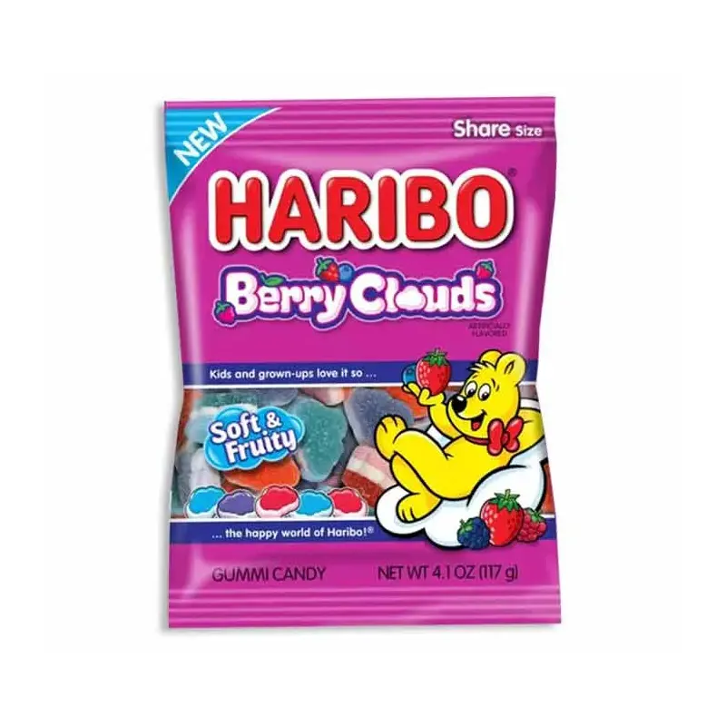 Haribo Berry Clouds Gummy Peg Bags: 12-Piece Box