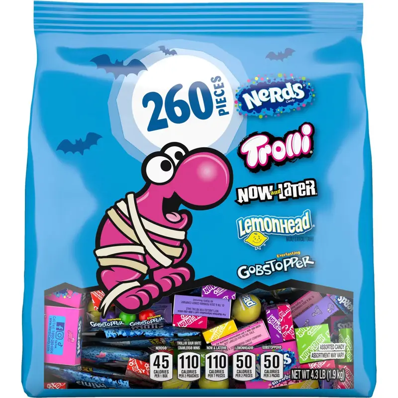 Nerds - Trolli- Lemonhead - Gobstopper Halloween Candy Assortment: 260-Piece Bag