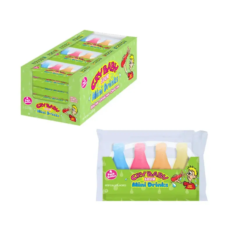 Nik-L-Nip Sour Cry Baby Wax Bottles 4-Packs: 18-Piece Display