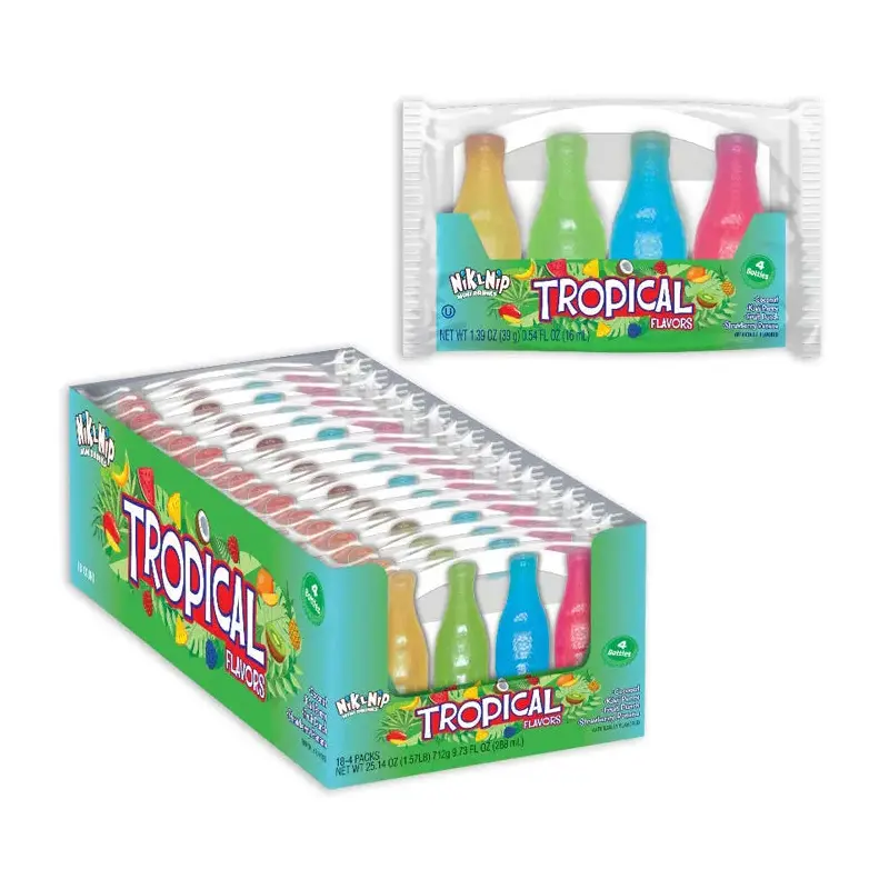 Nik-L-Nip Wax Bottles Candy 4-Packs - Tropical: 18-Piece Box