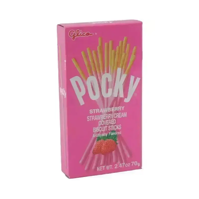 Pocky - Strawberry Cream Covered Biscuit Sticks Packs: 10-Piece Box