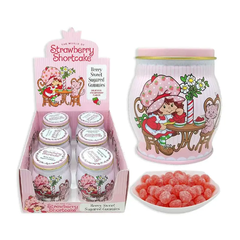 Strawberry Shortcake Sugared Gummy Candy Tins: 6-Piece Display