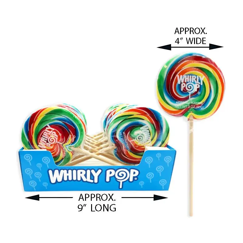 Whirly Pop 4-Inch Swirl Suckers - Rainbow: 12-Piece Case