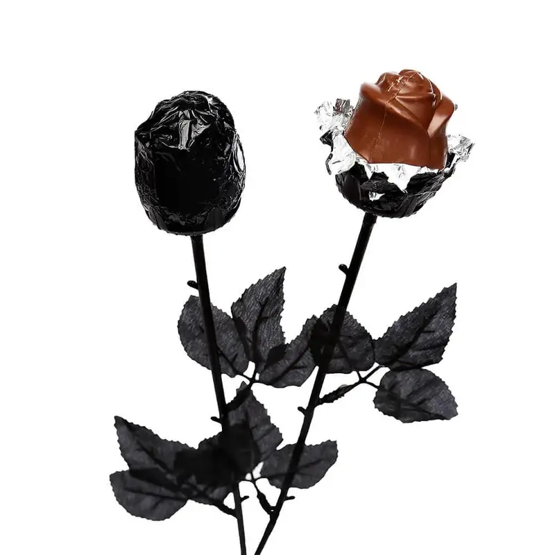 Albert's Halloween Gothic Black Chocolate Roses: 18-Piece Box
