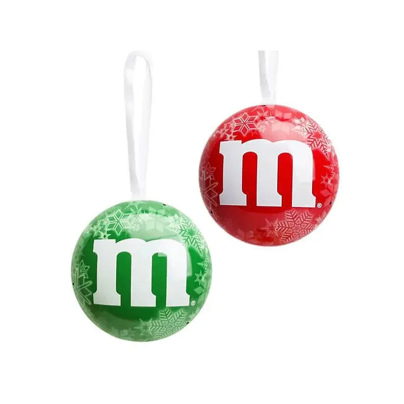 M&M's Candy Filled Tin Christmas Ornaments: 12-Piece Display