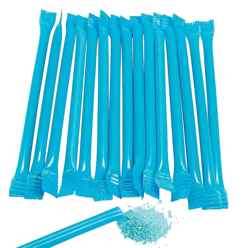 Blue Candy Powder Filled Plastic Mini Straws - Blue Raspberry: 240-Piece Bag