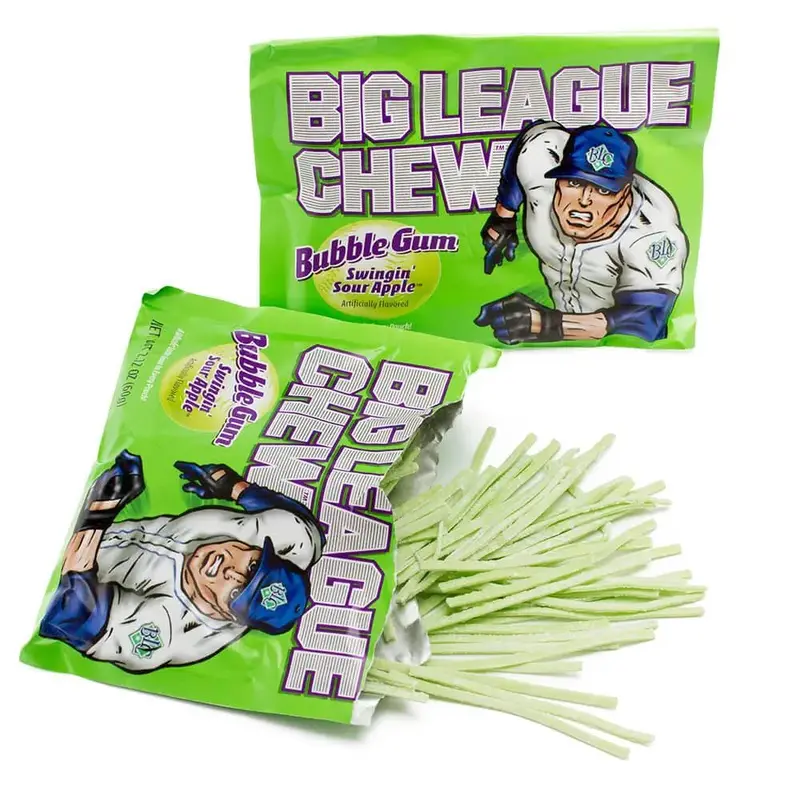 Big League Chew Bubble Gum Packs - Sour Apple: 12-Piece Box