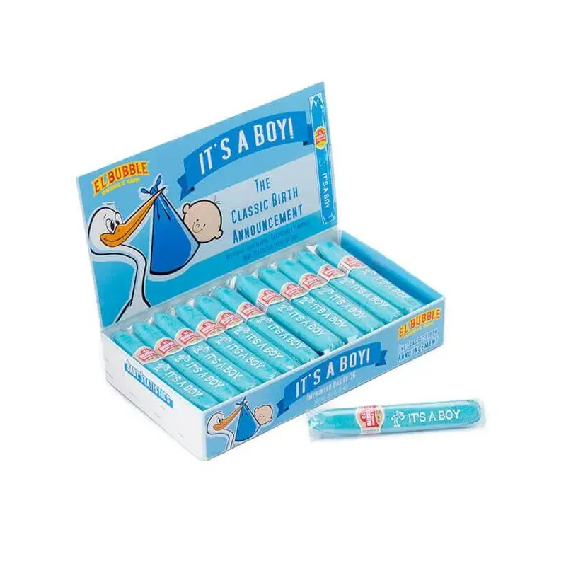 Birth Announcement Bubblegum Cigars - Boy Blue: 36-Piece Box