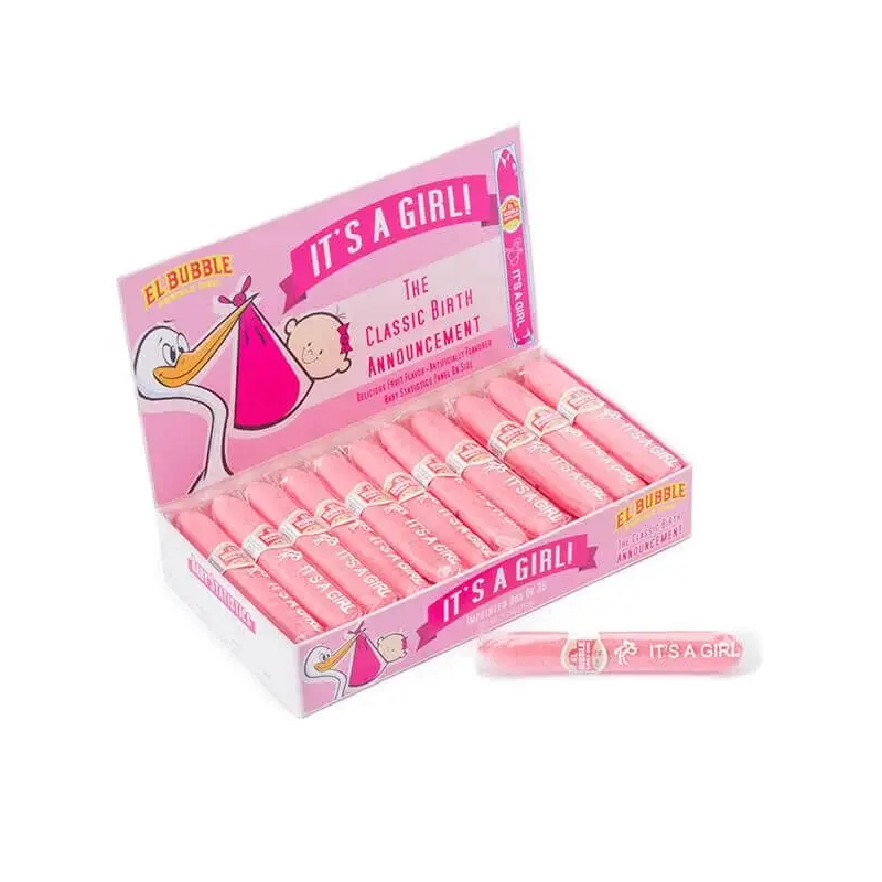 Birth Announcement Bubblegum Cigars - Girl Pink: 36-Piece Box