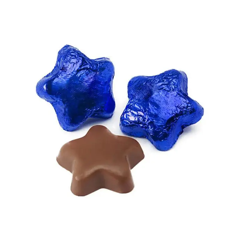 Madelaine Foiled Milk Chocolate Stars - Blue: 5LB Bag