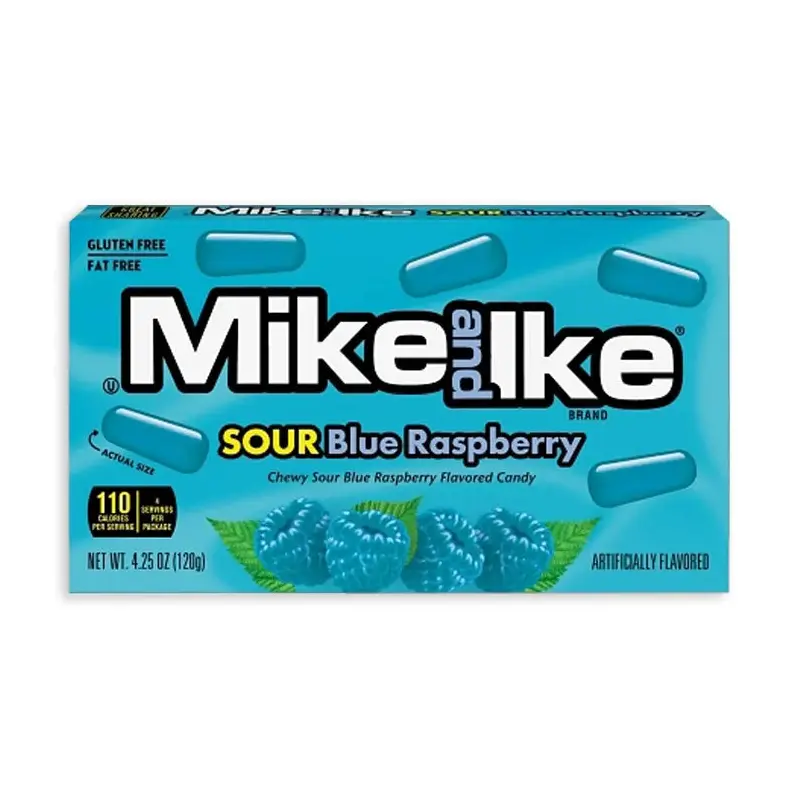 Mike and Ike Candy - Sour Blue Raspberry Theater Box: 12-Piece Case