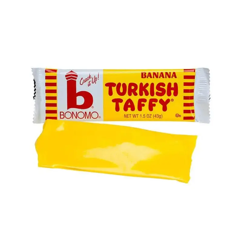 Bonomo Turkish Taffy Candy Bars - Banana: 24-Piece Box
