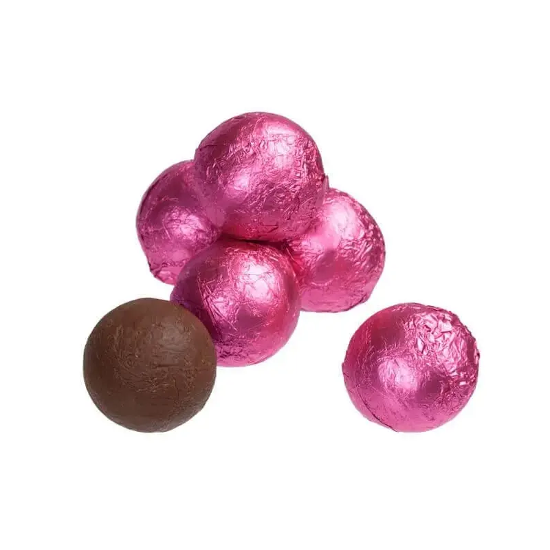 Foiled Milk Chocolate Balls - Hot Pink: 2LB Bag