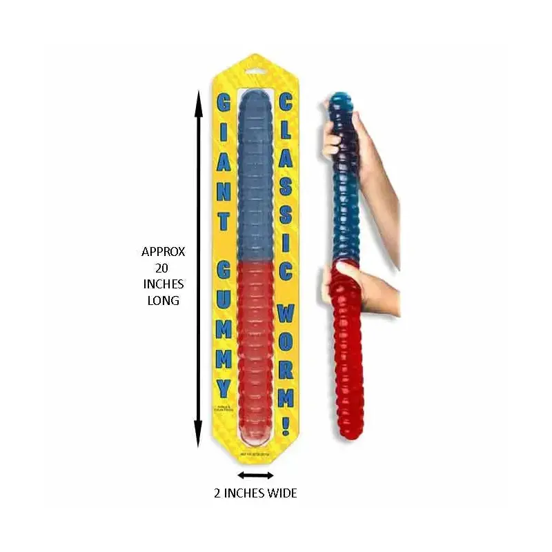 Blue & Red 2LB Giant Gummy Worm: 10-Piece Case