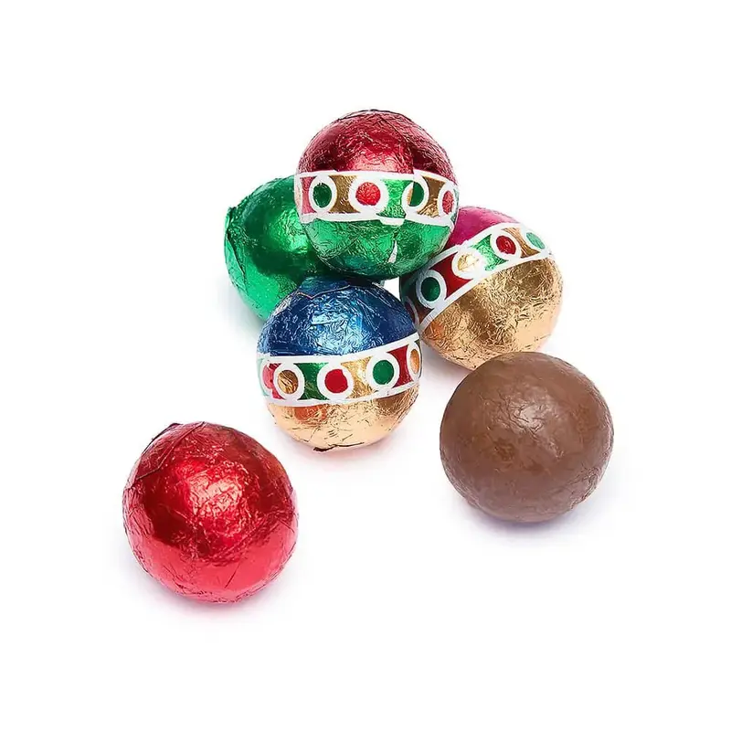Madelaine Christmas Foiled Milk Chocolate Balls: 10LB Bag
