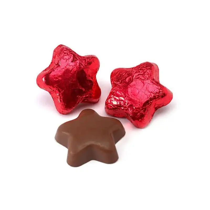 Madelaine Foiled Milk Chocolate Stars - Red: 5LB Bag