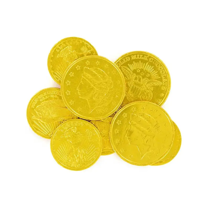 Madelaine Gold Foiled Milk Chocolate Coins - Assorted: 10LB Case
