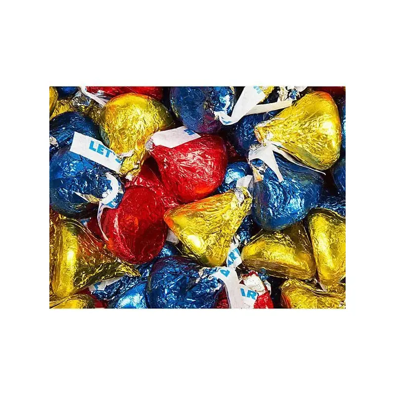 Hershey's Kisses Party Red, Dark Blue & Yellow Foiled Party Milk Chocolate Candy: 11-Ounce Bag