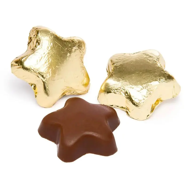 Madelaine Foiled Milk Chocolate Stars - Gold: 10LB Bag
