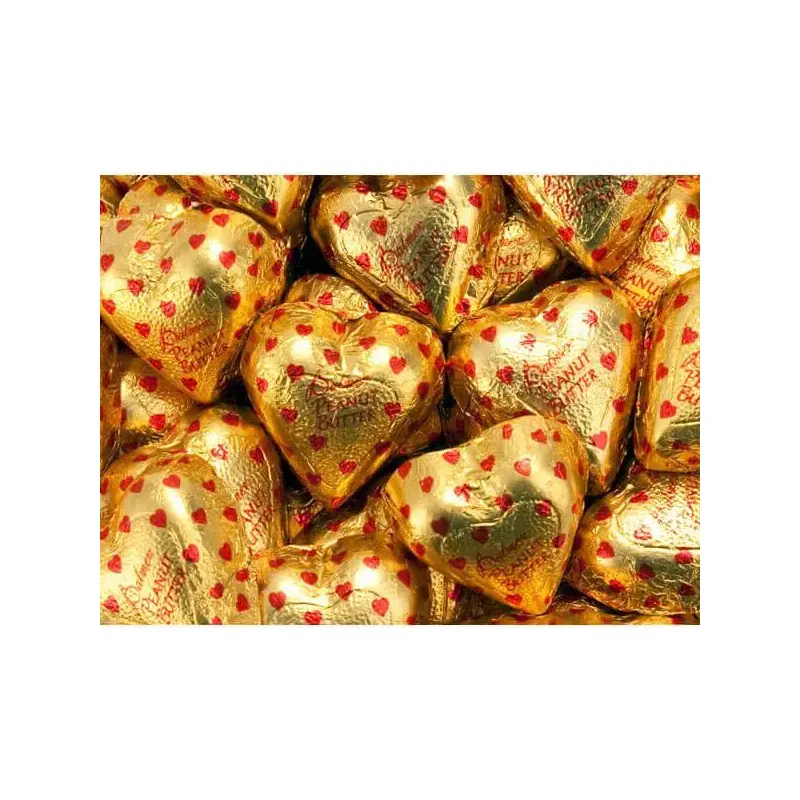 Palmer Gold Foiled Peanut Butter Filled Milk Chocolate Hearts: 4LB Bag