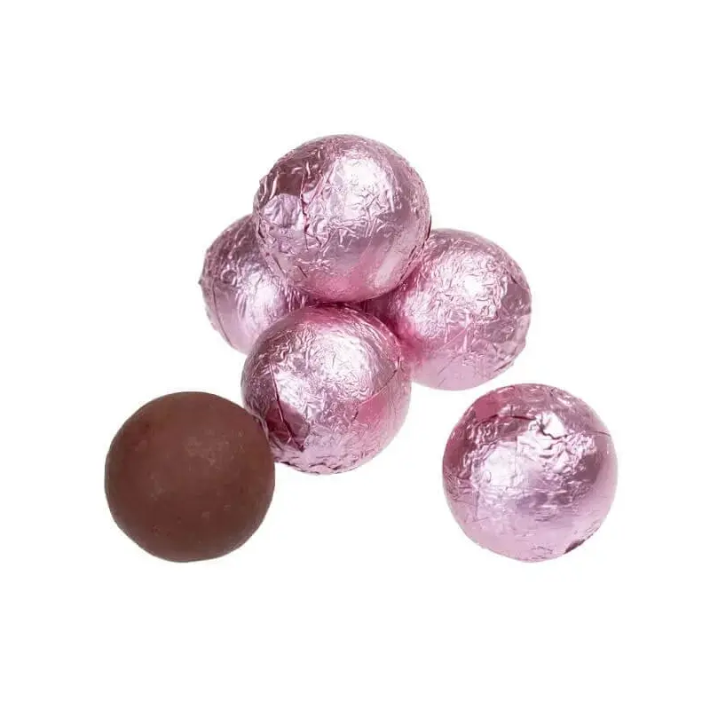 Foiled Milk Chocolate Balls - Light Pink: 2LB Bag