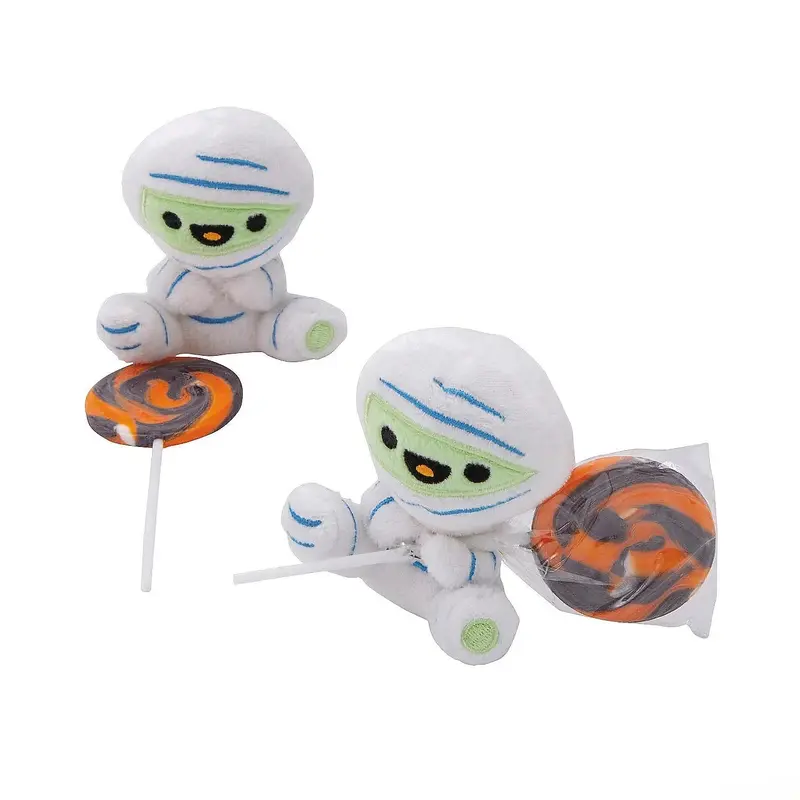 Halloween Mini Stuffed Mummies with Lollipops: 12-Piece Box