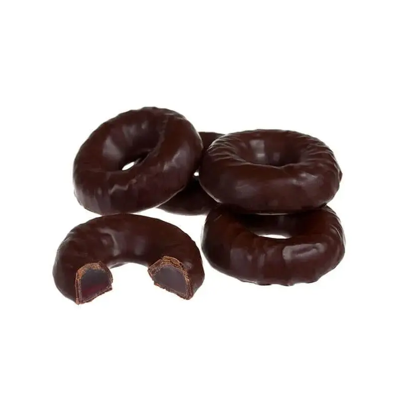 Joyva Chocolate Covered Raspberry Jell Rings: 5LB Box