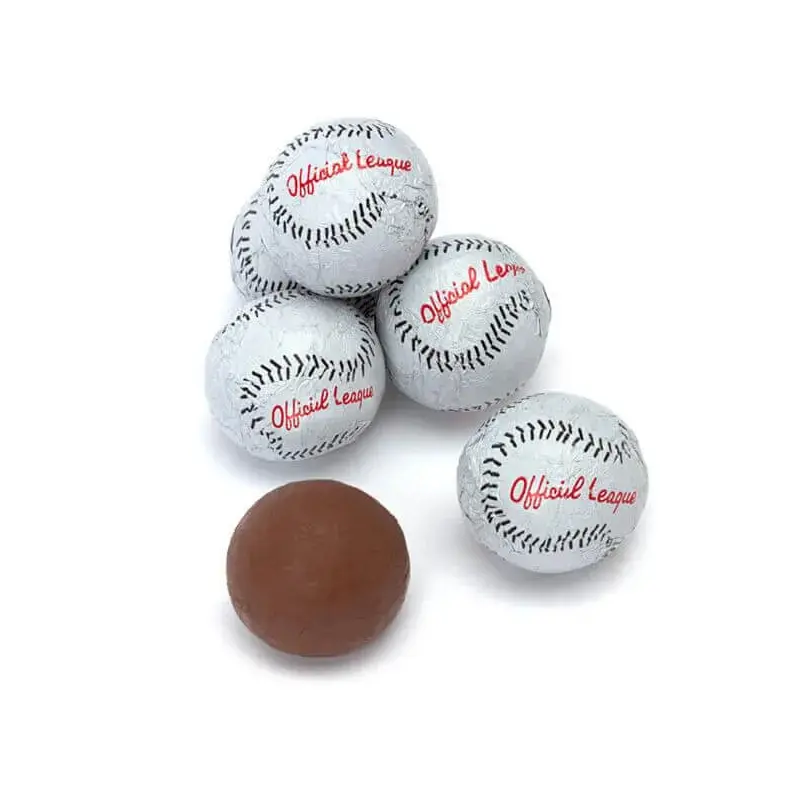Madelaine Foiled Milk Chocolate Baseballs: 5LB Bag