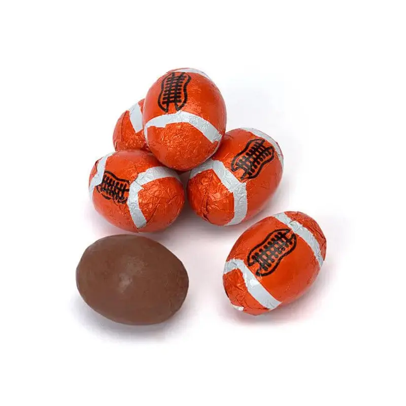 Madelaine Foiled Milk Chocolate Footballs: 5LB Bag