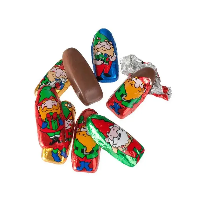 Madelaine Foiled Milk Chocolate Mini Santas & Elves Christmas Candy: 10LB Case