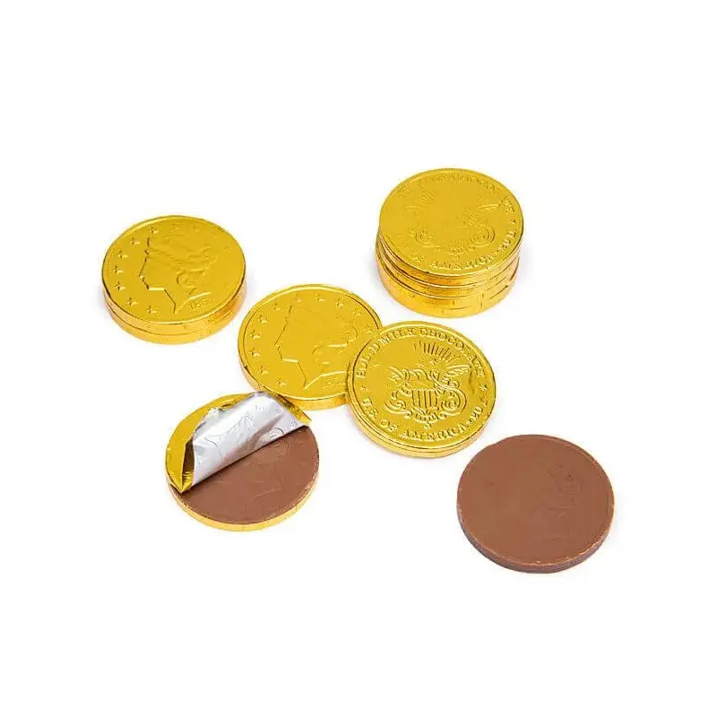 Madelaine Gold Foiled Milk Chocolate Coins - Large: 10LB Case