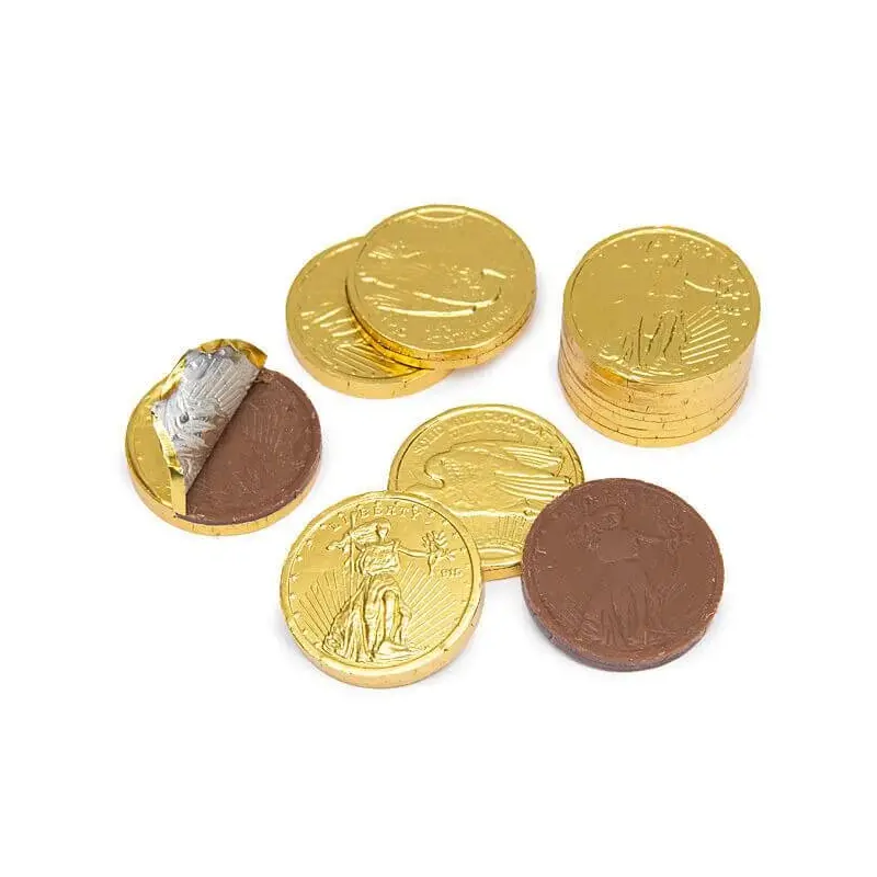 Madelaine Gold Foiled Milk Chocolate Coins - Medium: 5LB Bag