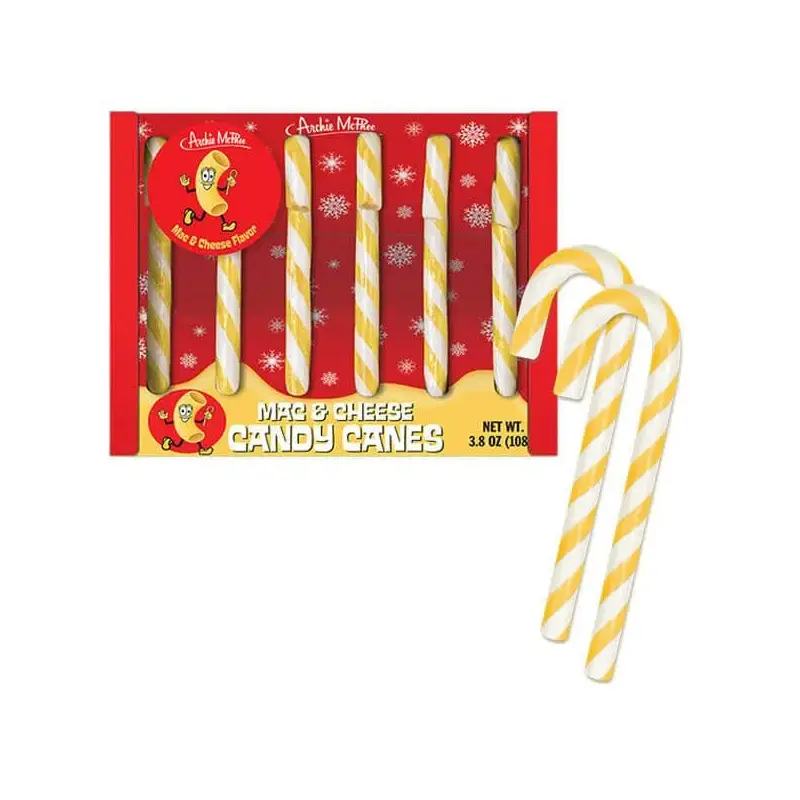 Archie McPhee Mac and Cheese Candy Canes: 6-Piece Box