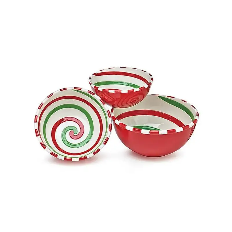 Burton and Burton Candy Peppermint Bowls: 3-Piece Set