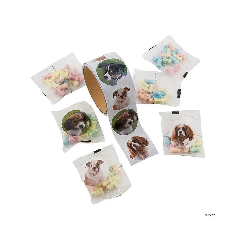 Dog Bones Candy Handouts with Stickers: 50-Piece Bag