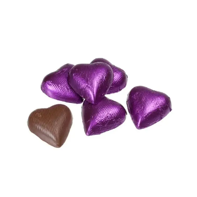Foiled Milk Chocolate Hearts - Purple: 2LB Bag