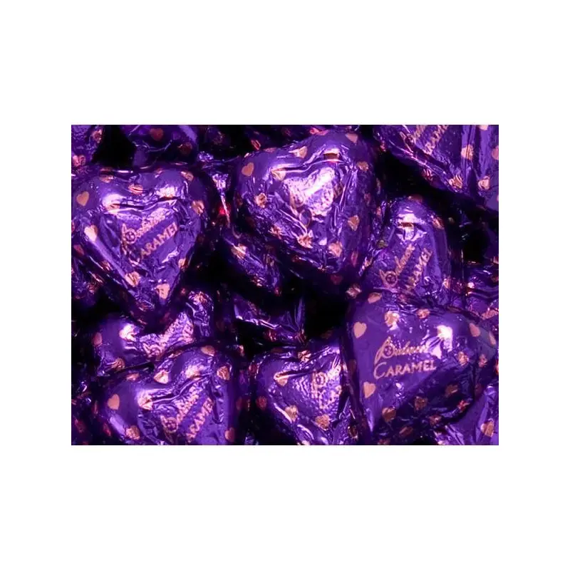 Palmer Purple Foiled Caramel Filled Milk Chocolate Hearts: 4LB Bag