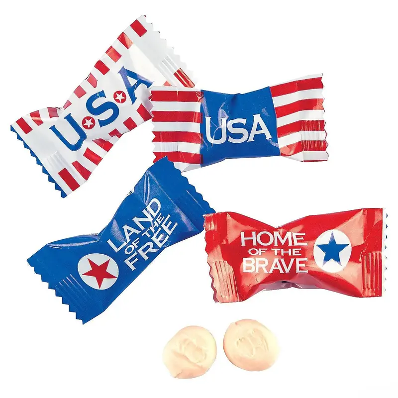 Patriotic USA Flag Red, White & Blue Wrapped Sweet Creams: 108-Piece Bag