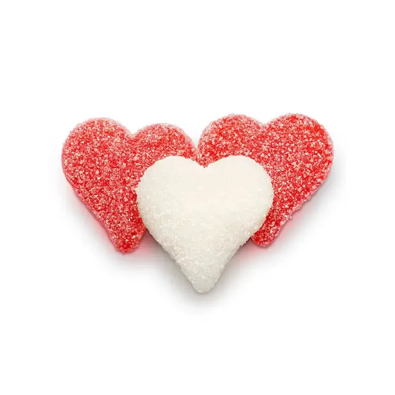 Albanese Sour Sanded Red & White Gummy Hearts: 4.5LB Bag