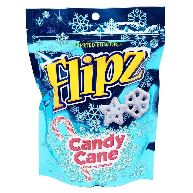 Flipz Candy Cane Peppermint Pretzels 7.5-Ounce Bag