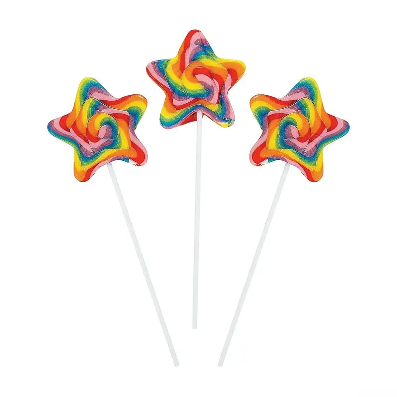 Star Shaped 3" Swirl Lollipops: 12-Piece Box
