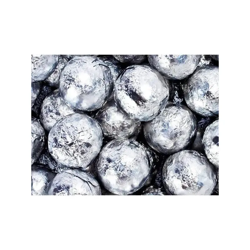 Thompson Silver Foiled Milk Chocolate Balls: 5LB Bag
