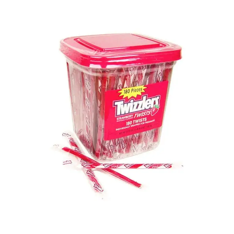 Twizzlers Strawberry Licorice Twists - Wrapped: 180-Piece Tub