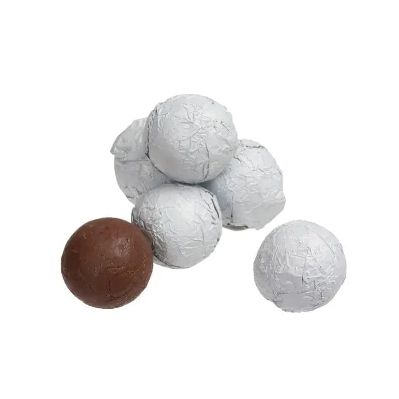 Foiled Milk Chocolate Balls - White: 2LB Bag