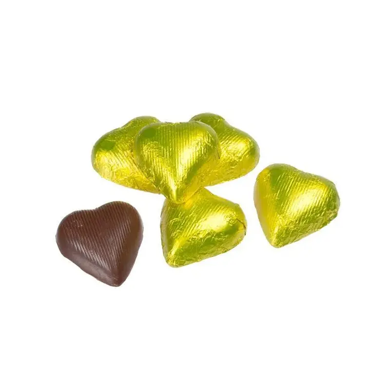 Foiled Milk Chocolate Hearts - Yellow: 2LB Bag